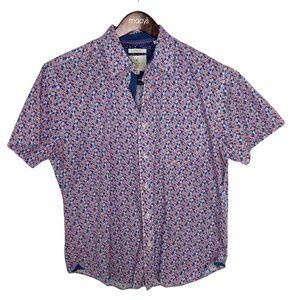 Construct Floral Short Sleeve Slim Fit Button Down Short Sleeve Shirt Size L